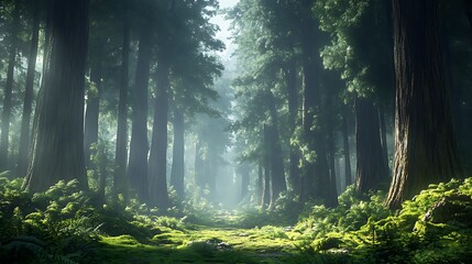 Obraz premium Sunlight Weaves Through Verdant Leaves, Crafting a Ballet of Shadows