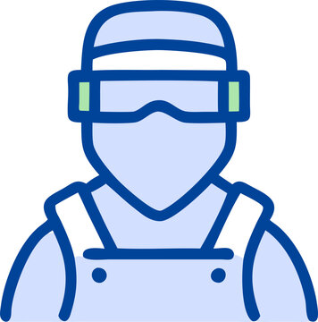blue worker wearing safety goggles clip art preview