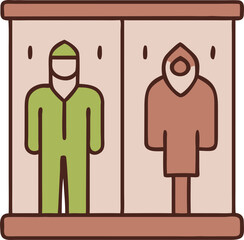 arabic men bathroom, icon colored outline