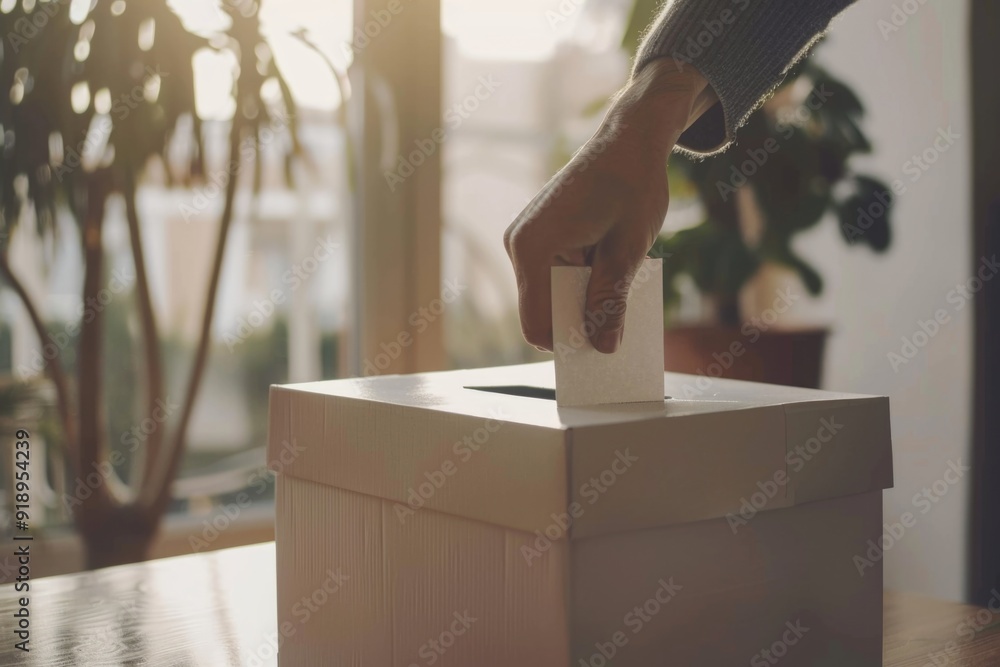 Poster a person storing documents in a file box