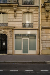 fancy and stylish vintage shop facade , french boutique storefront