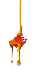 Isolated Drizzle of Golden Honey on Transparent Background.