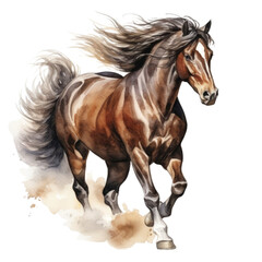 Obraz premium Isolated Brown Morgan Horse Running with Flowing Mane and Tail.