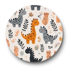 Cute Dinosaur Pattern on Beige Background