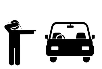 illustration of an angry person because the car is broken down and has run out of fuel