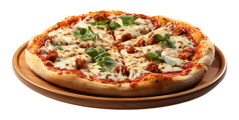 pizza serving, cut out design with transparent background, generative ai