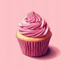 Pink Cupcake on Pink Background
