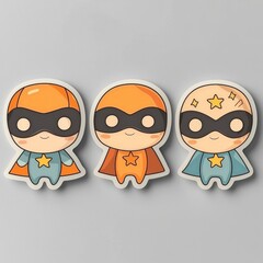 Fototapeta premium Cute Cartoon Superheroes in a Row