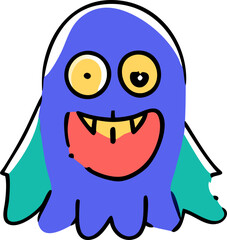 spooky monster, icon doodle offset fill