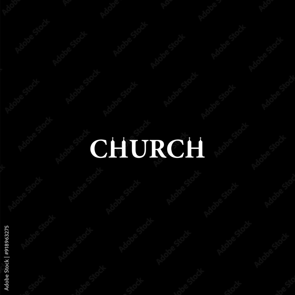 Poster  Church word icon isolated on dark background