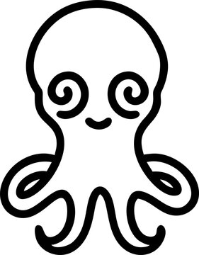 recommend clip art: an adorable, colorless, kawaii-style illustration of a friendly octopus the octopus has its