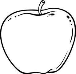 Apple Fruit Outline Illustration..Organic natural nutritional healthy food ingredient, vegetarian diet product. 