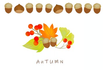 Aut秋の可愛いポストカードumn