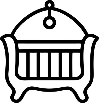 recommend clip art: the icon of the childrens crib is braided, icon outline