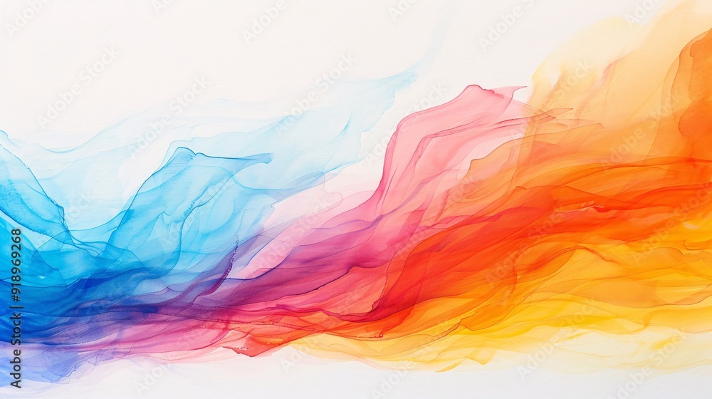 Poster This abstract image displays vibrant and flowing colors blending harmoniously from blue through red, evoking a sense of movement and unity in its ethereal composition.