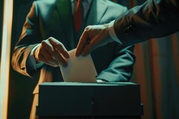 A business professional placing documents into a folder for organization and storage