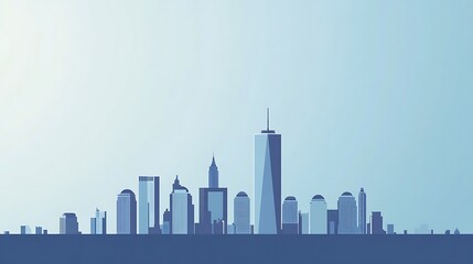 New York Skyline Silhouette in Blue Hues