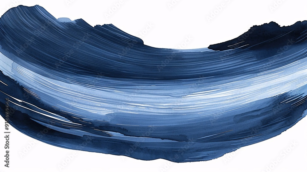 Poster this image features an abstract brush stroke in various shades of blue, emphasizing fluidity, moveme