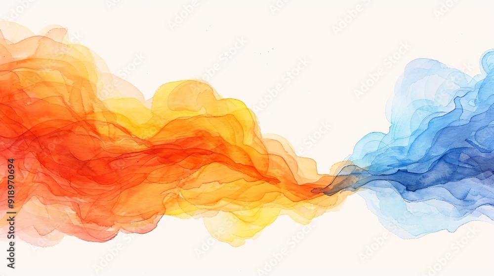 Poster this abstract image features a captivating blend of fiery orange and cool blue colors intertwined, c