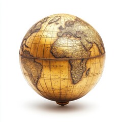 old golden metalic globe on white background  " ai generator "