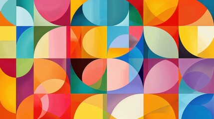 Obraz premium Colorful geometric shapes fill the canvas with vibrant patterns and an engaging design radiating creativity