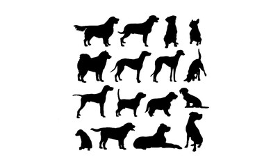 dogs' silhouettes vector, set of dog's silhouettes, vector, art, design, illustration, animal, silhouettes, silhouette, black, wild, white, set, group, dog, dogs, 