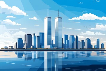 Fototapeta premium Twin Towers Skyline in New York City