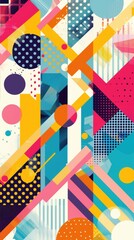 Obraz premium A striking composition of diverse geometric shapes and bold colors creates an engaging visual experience