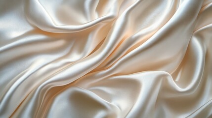 Obraz premium Close-up of Draped White Satin Fabric with a Smooth, Soft, and Flowing Texture