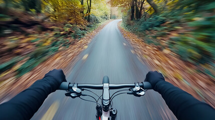 View of cyclist going down road fast sonic boom