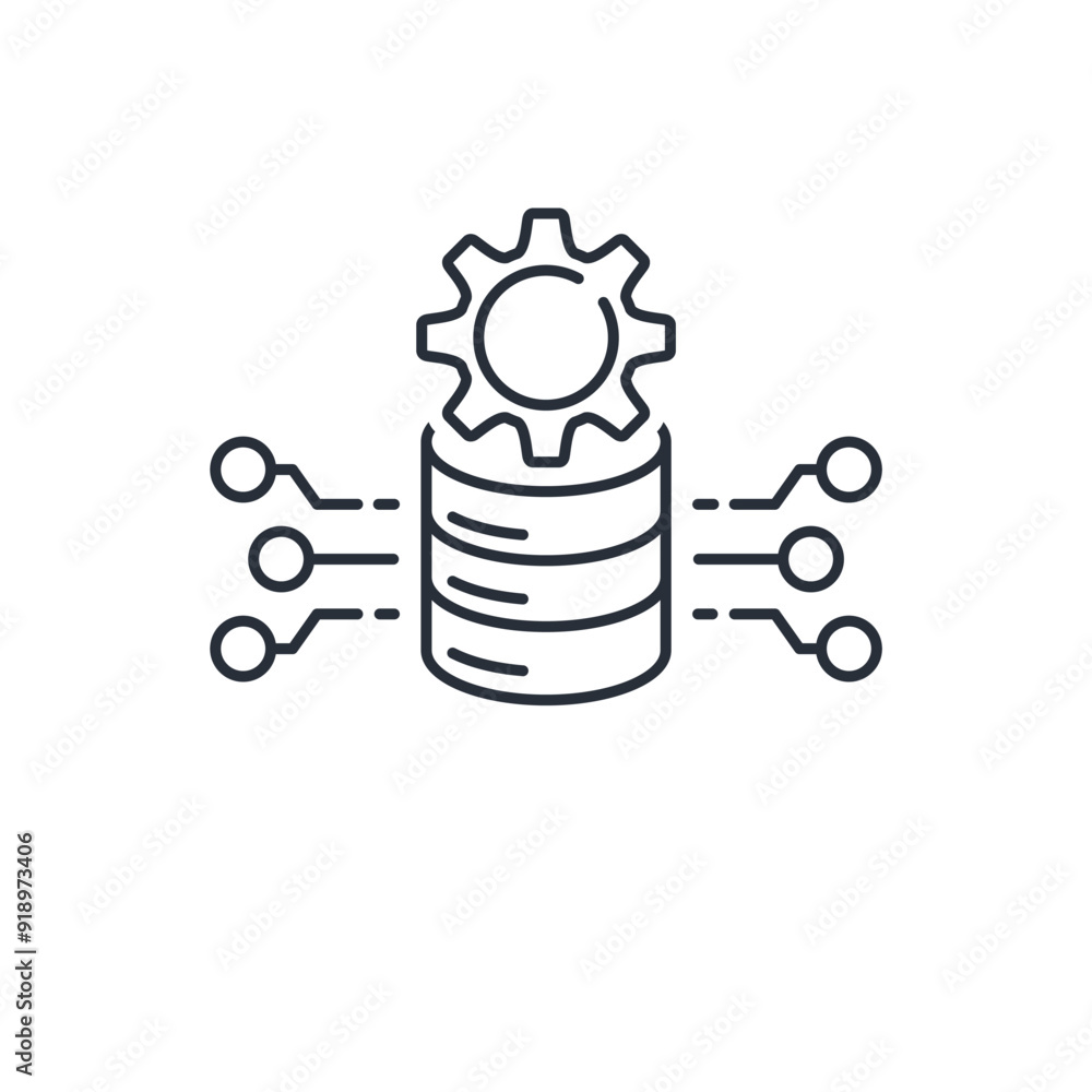 Poster database service. transfer, exchange, accumulation and storage of information. vector linear icon is