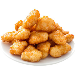 Crispy Fried Fritters Piled on a Plate Isolated without Background