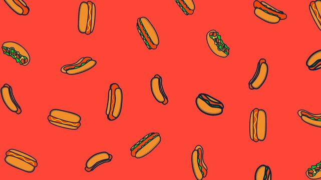 Animation of junk food seamless pattern