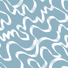 Abstract monochrome distressed knit textured checked seamless pattern. Detailed woven fabric texture. Interlacing bands, bold lines. Distressed texture of weaving fabric. Vector fabric texture.