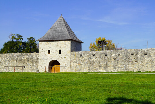 One of the towers of the Kastel fortress, built in the center of Banja Luka - the capital of Republika Srpska. Architecture left over from the Ottoman Empire in Bosnia and Herzegovina.