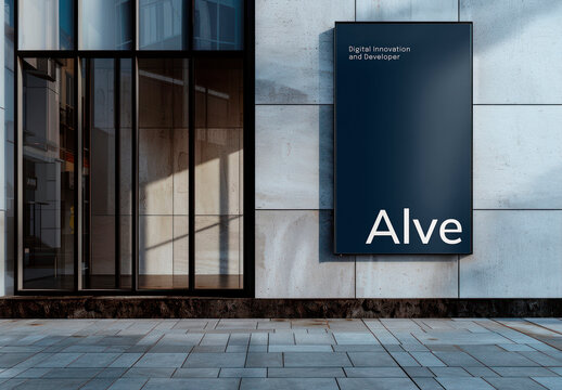 Outdoor Building Ad Sign Mockup With Generative AI