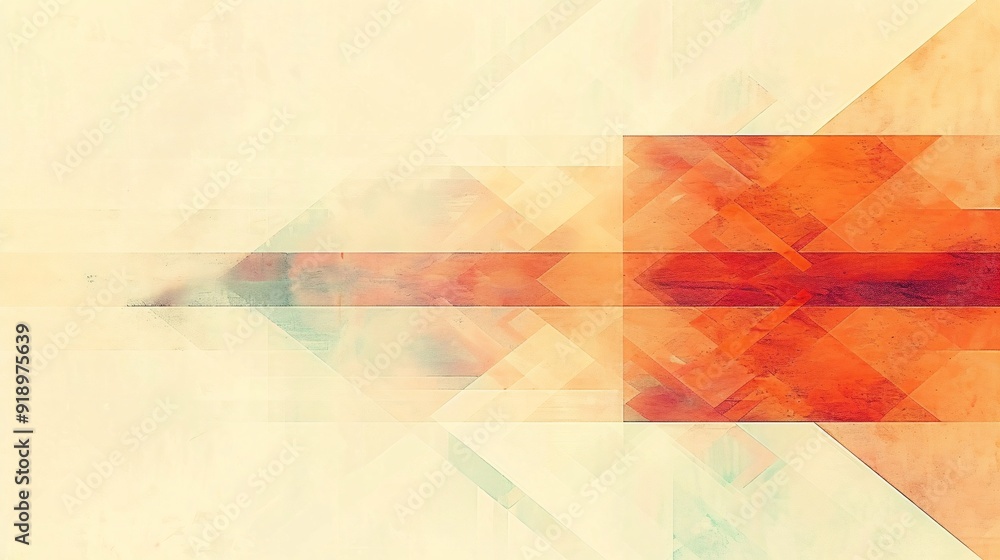 Poster a minimalistic artwork showcasing an abstract geometric composition with orange shapes elegantly ext