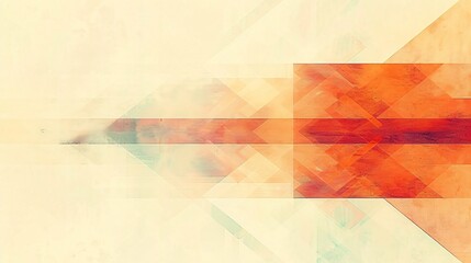 Obraz premium A minimalistic artwork showcasing an abstract geometric composition with orange shapes elegantly extending to the right over a muted background.