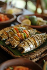 Grilled Fish Stuffed with Vegetables