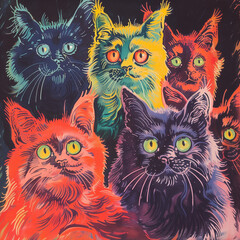 Colorful cats art