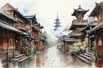 Obraz premium Strolling through the historic streets of Kyoto, Japan.