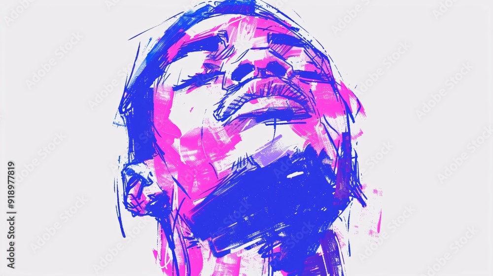 Poster this digital portrait captures a person in a contemplative pose, using expressive brushstrokes and a