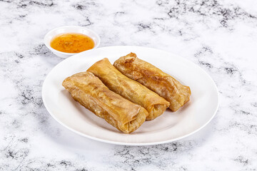 Traditional crispy fried stuffed springroll