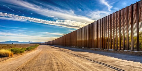 Barrier wall built along the country's border, Security, Protection, Defense, Border control