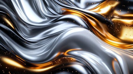 Abstract Metallic Waves with Golden Glitter