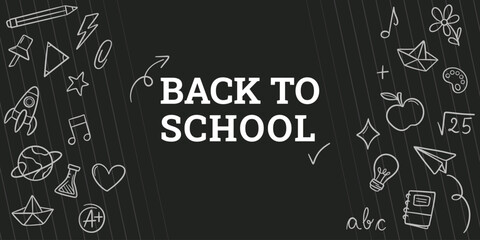 Back to school chalk background vector banner design