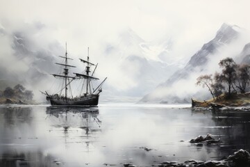 Obraz premium Cruising through the Norwegian fjords.