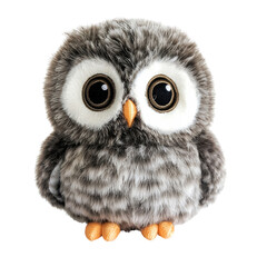 Obraz premium Cute Soft Plush Owl Toy Isolated Without Background.