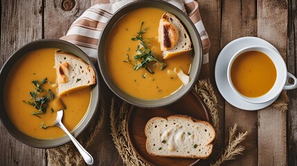 Delicious Butternut Squash Soup Paired with Artisan Bread