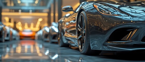 Obraz premium Sleek 8K Luxury Car Dealership Banner. Metallic Palette, Modern Design